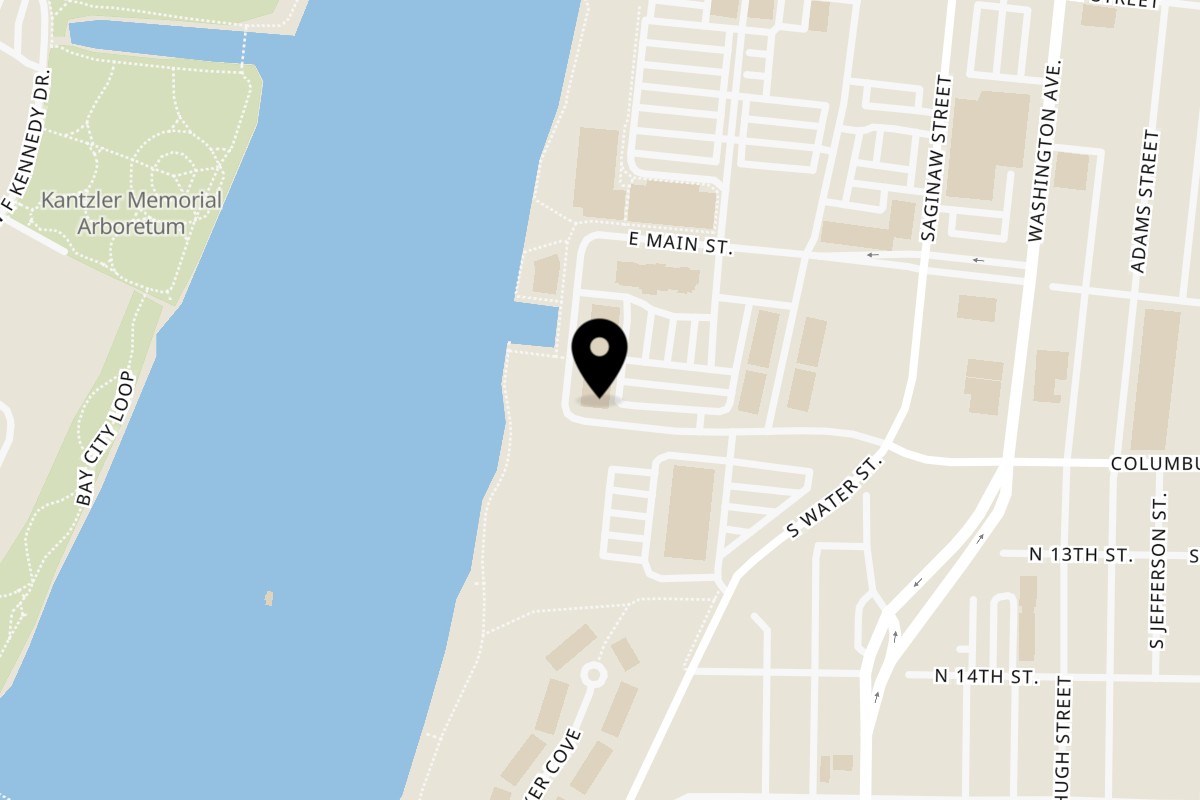 Map showing the location of Krazy Juan Mexican Steak House on 110 Uptown Dr in Bay City